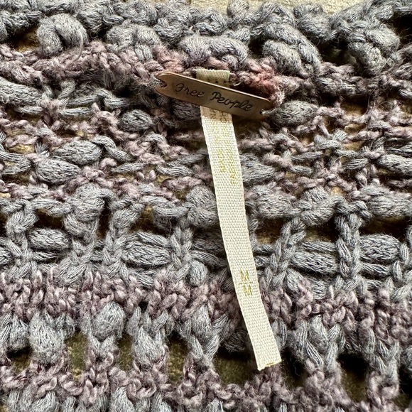 Free People Gray Open Knit Longline Cardigan Sweater Women’s Medium - Picture 2 of 7